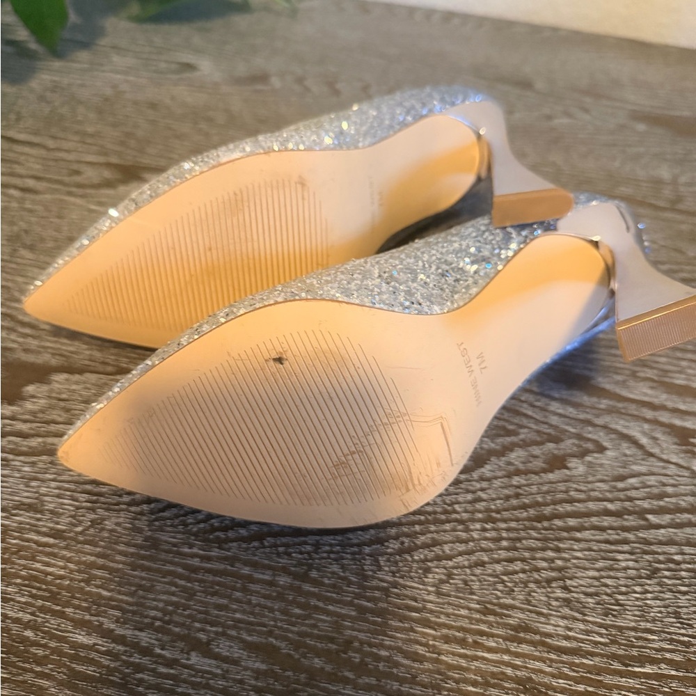 Silver Ombré Glitter Pointed-Toe High Heels - Picture 5 of 6